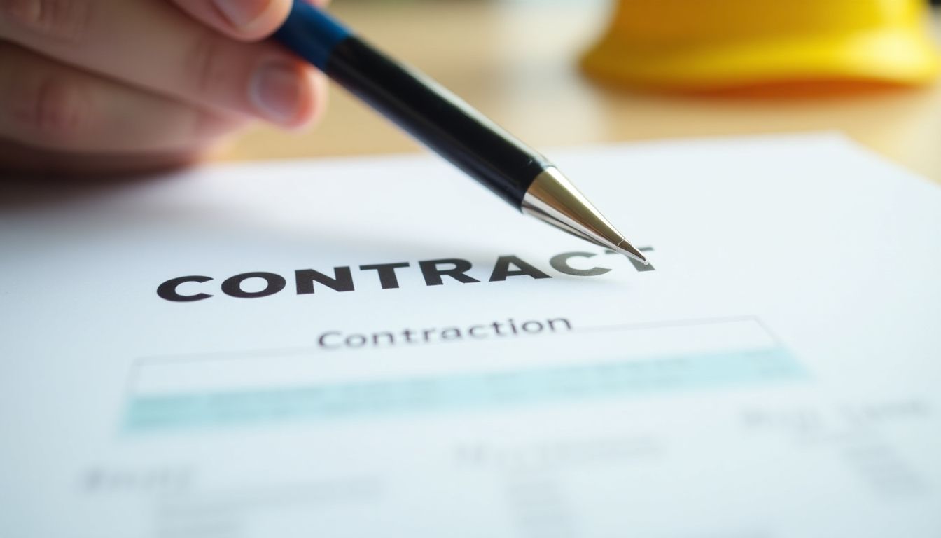 Contract document with a pen, representing contractor employment.