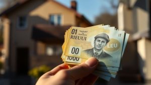 AlertaFiscala 22 Mână cu bani și clădire în fundal.